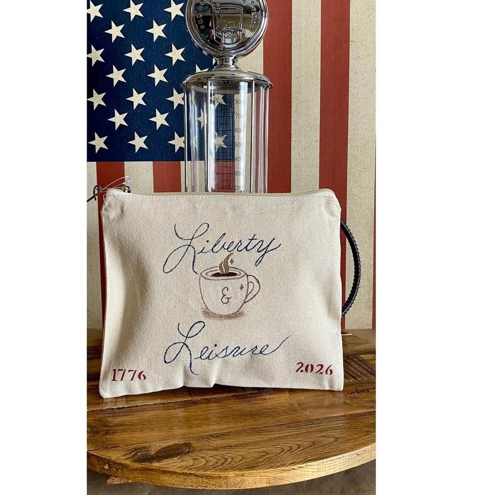 Liberty & Leisure Leisure Pouch Hand Painted Coffee Lover Canvas Travel Pouch